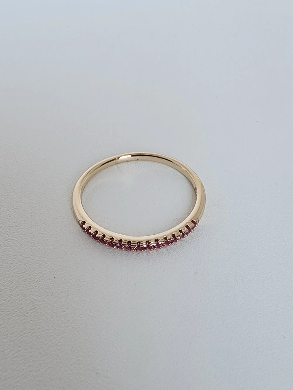 Pink Violet CZ Gold Plated Stacking Ring Dainty Band Size 6 - Picture 6 of 6